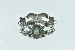 Sterling Silver Ornate Turquoise Southwestern Vintage Bracelet 6.5"