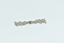Load image into Gallery viewer, 10K Art Deco Filigree Pink Topaz Ornate Bow Pin/Brooch White Gold