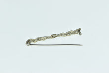 Load image into Gallery viewer, 10K Art Deco Filigree Pink Topaz Ornate Bow Pin/Brooch White Gold