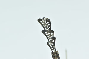 10K Art Deco Filigree Pink Topaz Ornate Bow Pin/Brooch White Gold