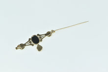 Load image into Gallery viewer, 14K Black Onyx Jade Ornate Bezel Statement Pin/Brooch Yellow Gold