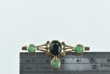 Load image into Gallery viewer, 14K Black Onyx Jade Ornate Bezel Statement Pin/Brooch Yellow Gold