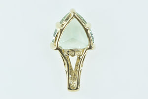 10K Trillion Syn. Prasiolite Diamond Statement Pendant Yellow Gold