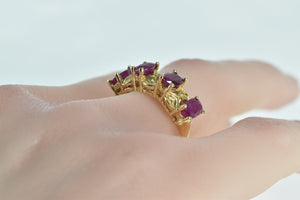 14K Vintage Oval Natural Ruby Statement Ring Yellow Gold