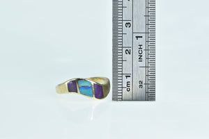 14K Sugilite Black Opal Southwestern Wavy Ring Yellow Gold