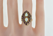 Load image into Gallery viewer, 14K Pear Natural Opal Ruby Oval Cocktail Ring Yellow Gold