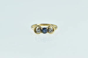 14K Sapphire Diamond Vintage Chain Statement Ring Yellow Gold