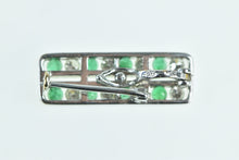 Load image into Gallery viewer, 14K 0.96 Ctw Emerald Diamond Squared Bar Pendant White Gold