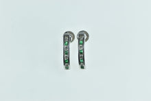 Load image into Gallery viewer, 14K 0.40 Ctw Diamond Emerald Screw Back Hoop Earrings Yellow Gold