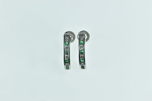 14K 0.40 Ctw Diamond Emerald Screw Back Hoop Earrings Yellow Gold