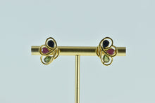 Load image into Gallery viewer, 18K Pear Sapphire Ruby Peridot Flower Stud Earrings Yellow Gold