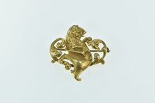 Load image into Gallery viewer, 14K Rococo Lion Scroll Victorian Watch Hanger Pin/Brooch Yellow Gold