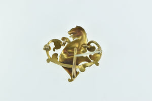 14K Rococo Lion Scroll Victorian Watch Hanger Pin/Brooch Yellow Gold