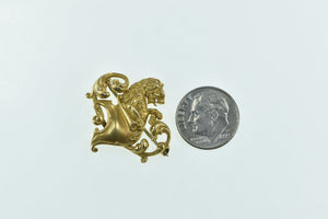 14K Rococo Lion Scroll Victorian Watch Hanger Pin/Brooch Yellow Gold