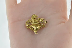 14K Rococo Lion Scroll Victorian Watch Hanger Pin/Brooch Yellow Gold