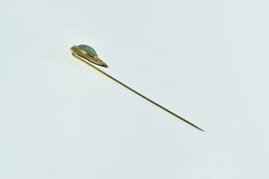 14K Victorian Ornate Turquoise Shield Stick Pin Yellow Gold