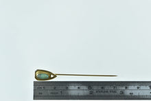 Load image into Gallery viewer, 14K Victorian Ornate Turquoise Shield Stick Pin Yellow Gold