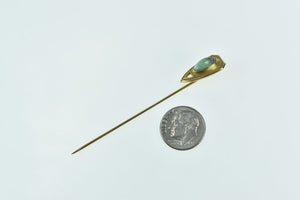 14K Victorian Ornate Turquoise Shield Stick Pin Yellow Gold