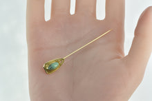 Load image into Gallery viewer, 14K Victorian Ornate Turquoise Shield Stick Pin Yellow Gold