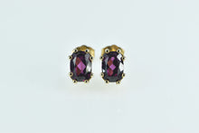 Load image into Gallery viewer, 10K Purple Tourmaline Vintage Solitaire Stud Earrings Yellow Gold