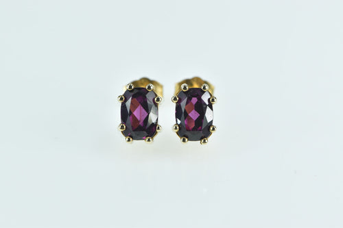 10K Purple Tourmaline Vintage Solitaire Stud Earrings Yellow Gold