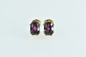 10K Purple Tourmaline Vintage Solitaire Stud Earrings Yellow Gold