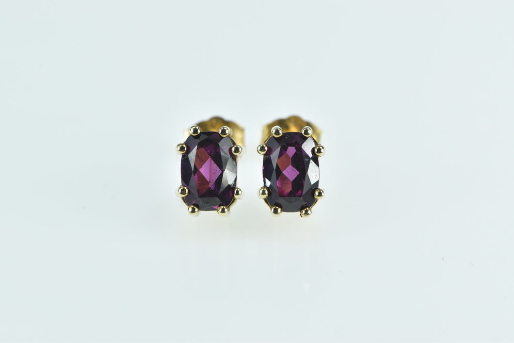 10K Purple Tourmaline Vintage Solitaire Stud Earrings Yellow Gold