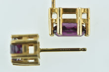 Load image into Gallery viewer, 10K Purple Tourmaline Vintage Solitaire Stud Earrings Yellow Gold