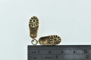 9K Ornate Filigree Crochet Slipper Shoe Charm/Pendant Yellow Gold
