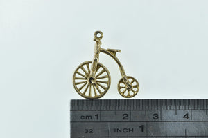 9K 3D Articulated Penny Farthing Bicycle Charm/Pendant Yellow Gold