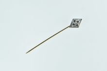 Load image into Gallery viewer, 14K Art Deco Diamond Syn. Sapphire Square Star Stick Pin Yellow Gold