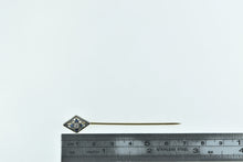 Load image into Gallery viewer, 14K Art Deco Diamond Syn. Sapphire Square Star Stick Pin Yellow Gold