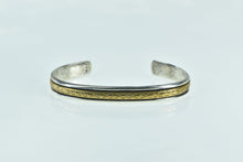 Load image into Gallery viewer, Sterling Silver Bronze Accent Leaf Pattern Statement Cuff Bracelet 6.5&quot;