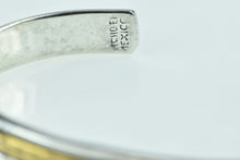 Load image into Gallery viewer, Sterling Silver Bronze Accent Leaf Pattern Statement Cuff Bracelet 6.5&quot;