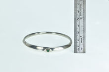 Load image into Gallery viewer, Sterling Silver Vintage Emerald Ornate Ridged Bangle Bracelet 8&quot;