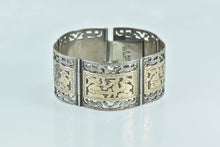 Load image into Gallery viewer, Sterling Silver 14k Gold Incan Tribal Motif Ornate Filigree Bracelet 6.5&quot;
