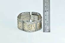 Load image into Gallery viewer, Sterling Silver 14k Gold Incan Tribal Motif Ornate Filigree Bracelet 6.5&quot;