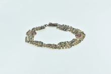 Load image into Gallery viewer, Sterling Silver Ruby Sapphire Emerald Elephant Chain Bracelet 7.5&quot;