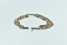 Load image into Gallery viewer, Sterling Silver Ruby Sapphire Emerald Elephant Chain Bracelet 7.5&quot;