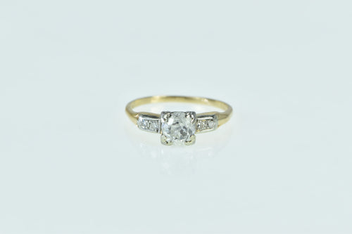 14K 0.75 Ctw 40's Old Mine Diamond Engagement Ring Yellow Gold