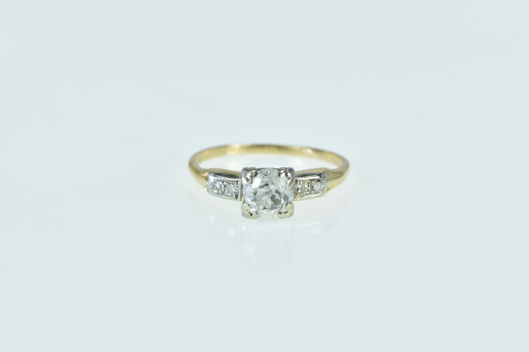 14K 0.75 Ctw 40's Old Mine Diamond Engagement Ring Yellow Gold