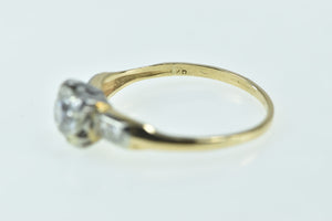 14K 0.75 Ctw 40's Old Mine Diamond Engagement Ring Yellow Gold