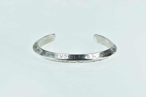 Sterling Silver Vintage Stamped Yearbook Engraved Cuff Bracelet 6.75