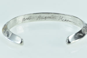 Sterling Silver Vintage Stamped Yearbook Engraved Cuff Bracelet 6.75"