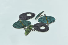 Load image into Gallery viewer, Sterling Silver Glass Bead Inlay Geometric Statement Bracelet 6.5&quot;