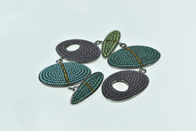 Load image into Gallery viewer, Sterling Silver Glass Bead Inlay Geometric Statement Bracelet 6.5&quot;