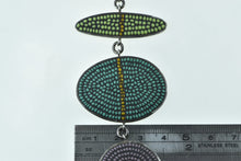 Load image into Gallery viewer, Sterling Silver Glass Bead Inlay Geometric Statement Bracelet 6.5&quot;