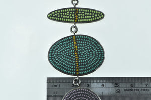 Sterling Silver Glass Bead Inlay Geometric Statement Bracelet 6.5"