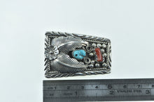 Load image into Gallery viewer, Sterling Silver R. BRHE Native American Coral Turquoise Bolo Clip