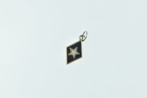 10K Phi Gamma Delta Black & White Enamel Star Charm/Pendant Yellow Gold